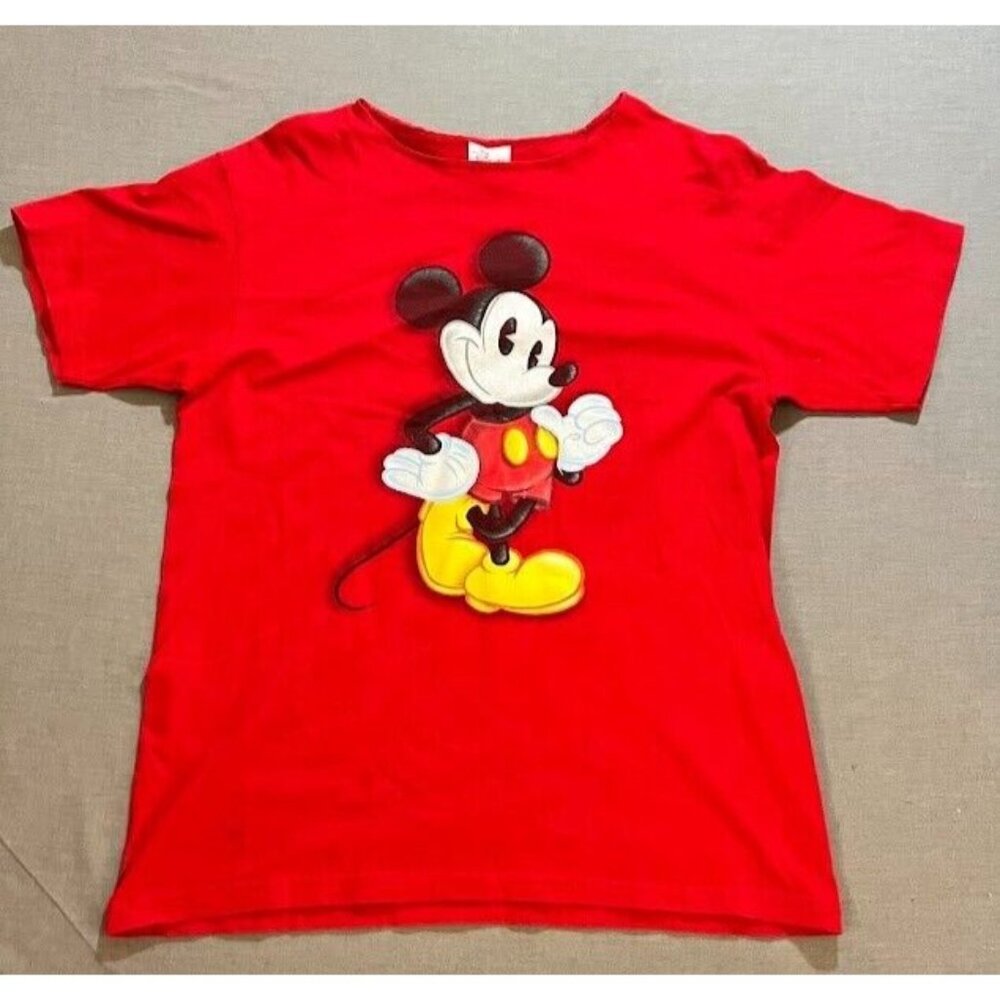 The Disney Store Mickey Mouse Shirt Adult M Red Short Sleeve Pullover Tee USA